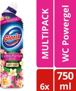 Glorix WC Powergel Toiletreiniger Pink Flower - 6 X 750 Ml - Voordeelverpakking -Winkel Voor Huishoudelijke Artikelen 1003x1200