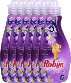 Robijn Creations Wasverzachter VOORDEELVERPAKKING 6X 1,25L. 300 Wasbeurten "Paarse Orchidee & Bosbessen" -Winkel Voor Huishoudelijke Artikelen 1027x1200