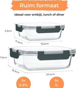 Formilo Meal Prep Bakjes - Lekvrije Vershoudbakjes - Diepvriesbakjes - Luchtdicht - BPA Vrij - Glas - 10 Stuks -Winkel Voor Huishoudelijke Artikelen 1043x1200