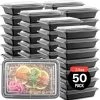 Buxibo - 50 Meal Prep Bakjes - Salade/Lunch Box - Diepvriesbakjes - Vershoudbakjes - Plastic Bakjes Met Deksel - Vershouddoos - Magnetron Vaatwasser Bestendig - 24 Oz/0.7 Liter Inhoud - Herbruikbaar - Kunststof - BPA Vrij - Zwart -Winkel Voor Huishoudelijke Artikelen 1196x1200 8
