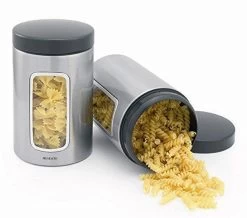 Brabantia Voorraadbus - 1,4 L - Matt Steel Fingerprint Proof / Matt Black Deksel - Met Venster -Winkel Voor Huishoudelijke Artikelen 1200x1060