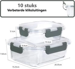 VMCA Glazen Vershoudbakjes Voor Vriezer Oven En Magnetron - 10 Bakjes - Grijs -Winkel Voor Huishoudelijke Artikelen 1200x1117 3