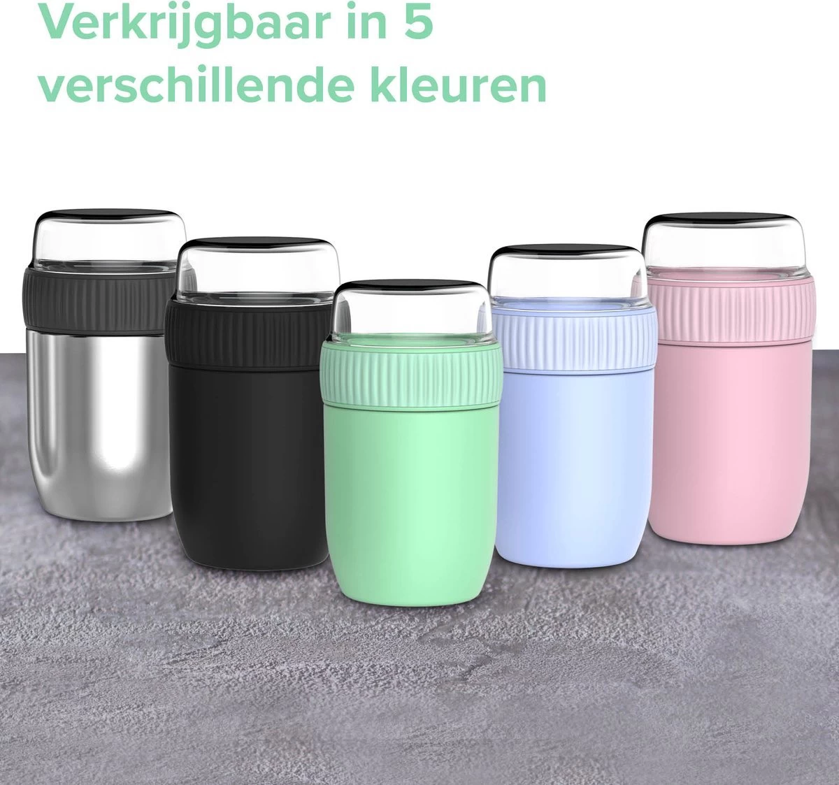 Coninx Thermos Lunchbox - Muesli Beker To Go - Isoleer Lunchpot - Yoghurtbeker To Go - Mueslibeker 840ml (600ml+240ml) - RVS / Zwart 8 Coninx Thermos Lunchbox - Muesli Beker To Go - Isoleer Lunchpot - Yoghurtbeker To Go - Mueslibeker 840ml (600ml+240ml) - RVS / Zwart - Afbeelding 6