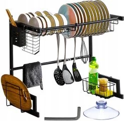 Afdruiprek Droger Zwart Voor Bestek Boven De Gootsteen 65 Cm X 29 Cm X 52 Cm -Winkel Voor Huishoudelijke Artikelen 1200x1167