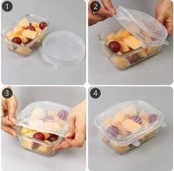 Siliconen Vershoud Deksels – Set Van 6 Stuks – Flexibel – Herbruikbaar – Wit - Stretch Tot Wel 30 Cm -Winkel Voor Huishoudelijke Artikelen 1200x1178 1