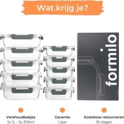 Formilo Meal Prep Bakjes - Lekvrije Vershoudbakjes - Diepvriesbakjes - Luchtdicht - BPA Vrij - Glas - 10 Stuks -Winkel Voor Huishoudelijke Artikelen 1200x1197 11