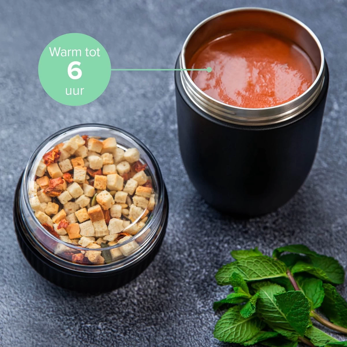 Coninx Thermos Lunchbox - Muesli Beker To Go - Isoleer Lunchpot - Yoghurtbeker To Go - Mueslibeker 840ml (600ml+240ml) - RVS / Zwart 6 Coninx Thermos Lunchbox - Muesli Beker To Go - Isoleer Lunchpot - Yoghurtbeker To Go - Mueslibeker 840ml (600ml+240ml) - RVS / Zwart - Afbeelding 4