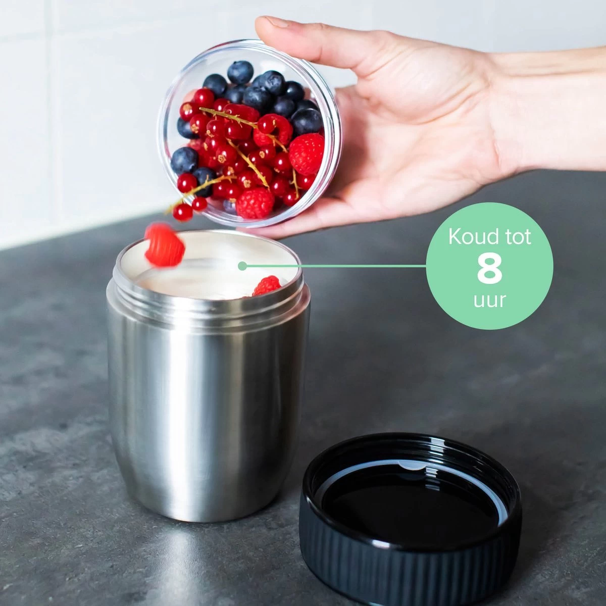 Coninx Thermos Lunchbox - Muesli Beker To Go - Isoleer Lunchpot - Yoghurtbeker To Go - Mueslibeker 840ml (600ml+240ml) - RVS 7 Coninx Thermos Lunchbox - Muesli Beker To Go - Isoleer Lunchpot - Yoghurtbeker To Go - Mueslibeker 840ml (600ml+240ml) - RVS - Afbeelding 6