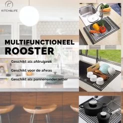 Kitch&Life Afdruiprek Oprolbaar - Mat Zwart - Pannenonderzetter - Afdruipmat - Keukenrek 3-in-1 -Winkel Voor Huishoudelijke Artikelen 1200x1200 258