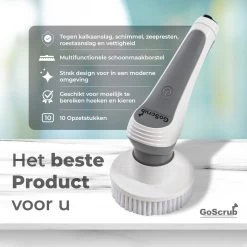 GoScrub® Elektrische Schoonmaakborstel – Elektrische Schrobber - Schrobborstel – Voor Badkamer Of Keuken – Schrobber Met Steel – Luiwagen – Polijstmachine - Poetsmachine Met 10 Opzetstukken -Winkel Voor Huishoudelijke Artikelen 1200x1200 343
