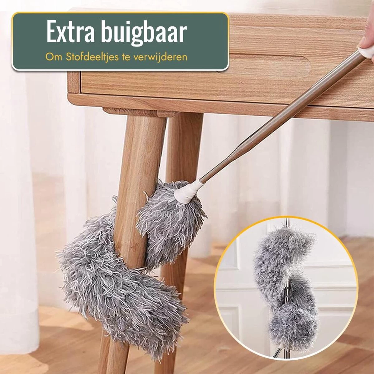 Livv Goods Telescopische Plumeau Set Met Telescoopsteel - 5 In 1 - Tot 250 Cm Uitschuifbaar - Duster - Stoffer 5 Livv Goods Telescopische Plumeau Set Met Telescoopsteel - 5 In 1 - Tot 250 Cm Uitschuifbaar - Duster - Stoffer - Afbeelding 3