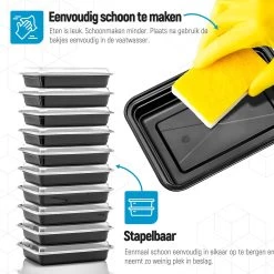 Meal Prep Bakjes - 20 Stuks - 1 Compartiment - Lunchbox - Diepvriesbakjes - Vershoudbakjes - Plastic Bakjes Met Deksel - Magnetron Bakjes Met Deksel - Meal Prep - Vershouddoos - 1L - BPA Vrij - Fitcrafters -Winkel Voor Huishoudelijke Artikelen 1200x1200 603