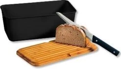 Melamine Broodtrommel Met Bamboe Snijplank | Brood Bewaar Doos Met Hoge Kwaliteit Bamboe Snij Plank | Met Bamboe Deksel, Te Gebruiken Als Brood Snijplank | Afm. 34 X 18 X 14 Cm. | Kleur Brood Trommel: ZWART -Winkel Voor Huishoudelijke Artikelen 1200x686