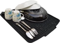 HOMYHON Afdruipmat -Afdruipmat Siliconen -Pannenonderzetter- Antislip -Hittebestendig - Aanrecht Mat -Siliconen Mat - 40 X 46 Cm - Zwart -Winkel Voor Huishoudelijke Artikelen 1200x876