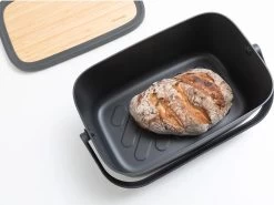 Brabantia Nic Broodtrommel - Met Bamboe Deksel - Dark Grey -Winkel Voor Huishoudelijke Artikelen 1200x897