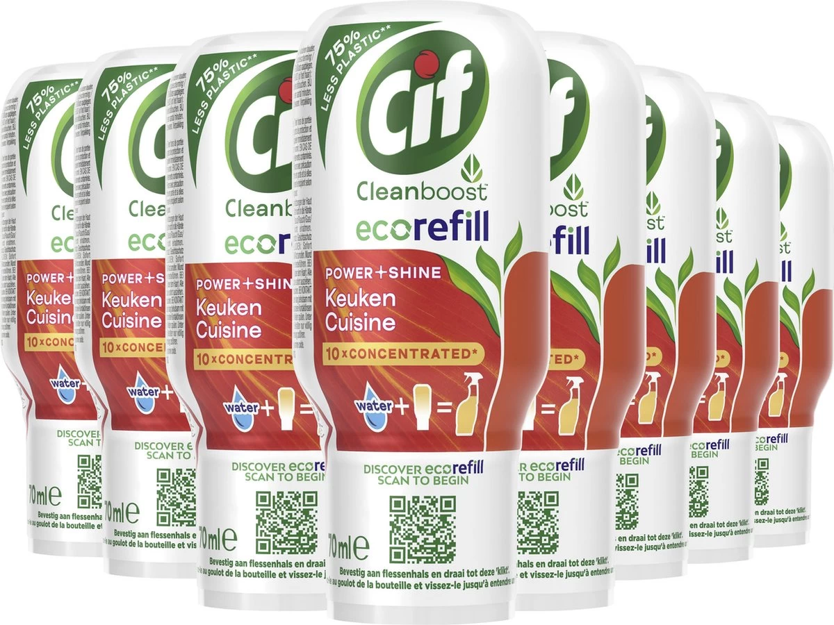 Cif CleanBoost Power & Shine Keuken Ecorefill Capsules - 10 X 70 Ml - Voordeelverpakking 4 Cif CleanBoost Power & Shine Keuken Ecorefill Capsules - 10 X 70 Ml - Voordeelverpakking - Afbeelding 2
