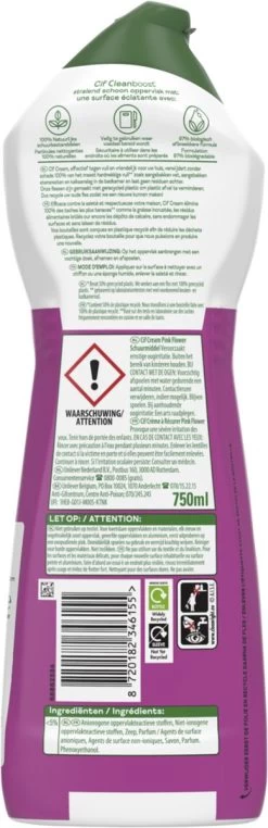 Cif CleanBoost Cream Pink Schuurmiddel - 8 X 750 Ml - Voordeelverpakking -Winkel Voor Huishoudelijke Artikelen 389x1200