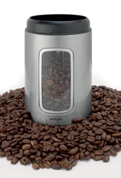 Brabantia Voorraadbus - 1,4 L - Matt Steel Fingerprint Proof / Matt Black Deksel - Met Venster -Winkel Voor Huishoudelijke Artikelen 817x1200