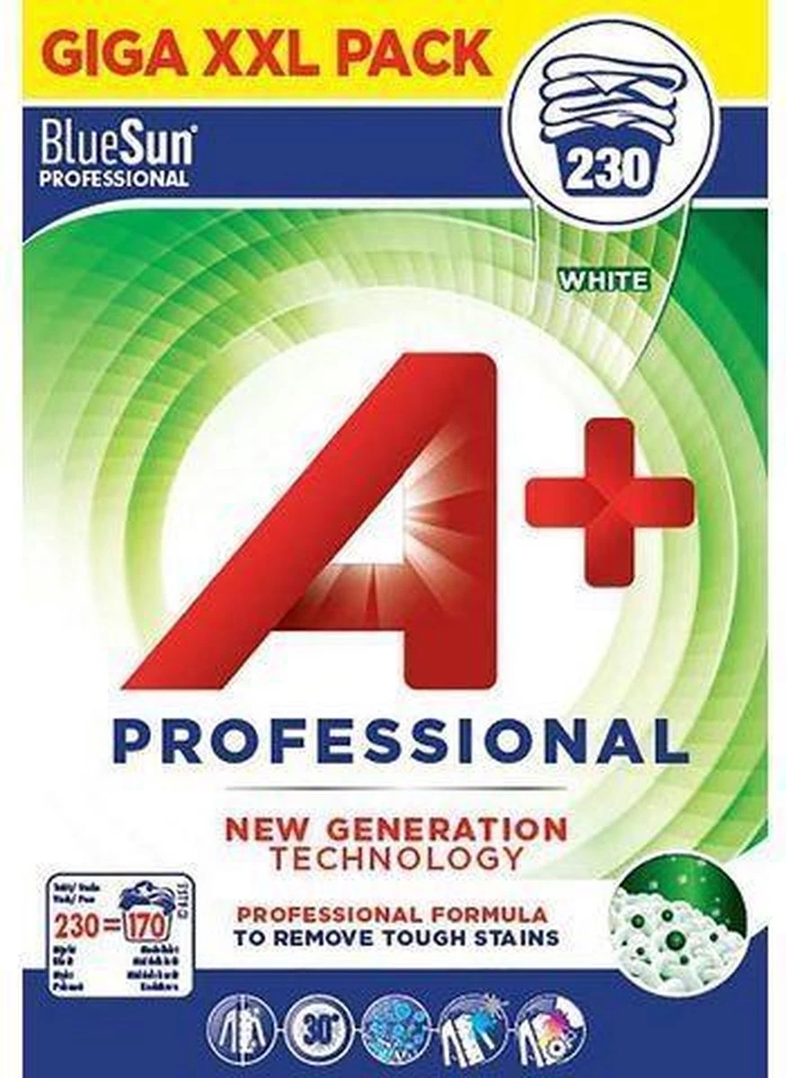 A+ Professional Wit Waspoeder 230 Wasbeurten - 7 Kg 3 A+ Professional Wit Waspoeder 230 Wasbeurten - 7 Kg