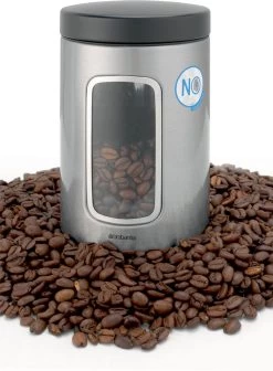 Brabantia Voorraadbus - 1,4 L - Matt Steel Fingerprint Proof / Matt Black Deksel - Met Venster -Winkel Voor Huishoudelijke Artikelen 882x1200