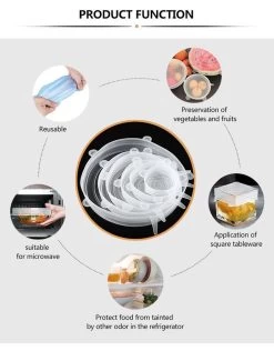 Siliconen Vershoud Deksels – Set Van 6 Stuks – Flexibel – Herbruikbaar – Wit - Stretch Tot Wel 30 Cm -Winkel Voor Huishoudelijke Artikelen 939x1200 2