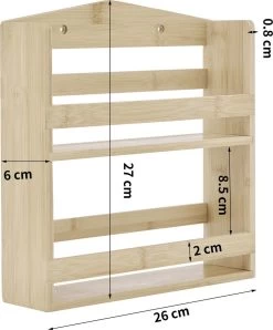 ACAZA Ophangbaar Kruidenrek Met 10 Glazen Kruidenpotjes, Spice Rack, Keuken Rek, Kruiden Organizer Voor Specerijen, Peper, Zout, 26 Cm Breed, Bamboe -Winkel Voor Huishoudelijke Artikelen 995x1200 1